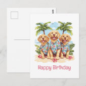 ゴールデンレトリバーの犬たちへハッピーバースデー！（HAPPY BIRTHDAY ゴールデンレトリバ ポストカード (正面/裏面)