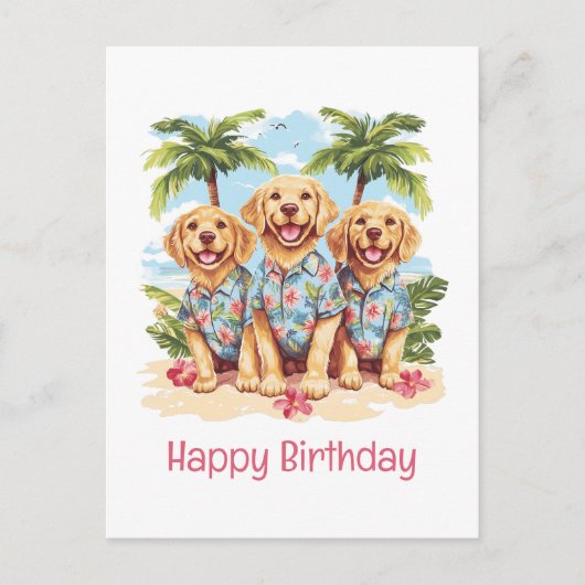 ゴールデンレトリバーの犬たちへハッピーバースデー！（HAPPY BIRTHDAY ゴールデンレトリバ ポストカード (正面)
