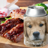 ゴールデンレトリバーの犬のカスタムペット写真と名前 缶クーラー