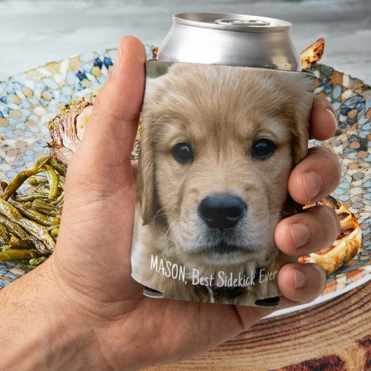 ゴールデンレトリバーの犬のカスタムペット写真と名前 缶クーラー