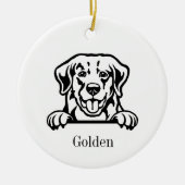 ゴールデンレトリバーの犬の名前入りペットオーナメント、銅 セラミックオーナメント (正面)