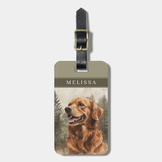 ゴールデンレトリバーの犬の荷物タグ ラゲッジタグ (正面縦)