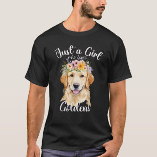 ゴールデンレトリバーの犬を愛する女の子 キッズ Tシャツ