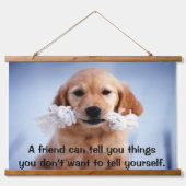 ゴールデンレトリバーの白いロープで子犬 吊り下げ型タペストリー (正面)