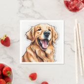 ゴールデンレトリバーの絵画の犬 スタンダードカクテルナプキン (インサイチュ)