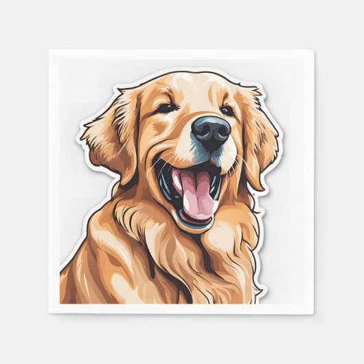 ゴールデンレトリバーの絵画の犬 スタンダードカクテルナプキン (正面)