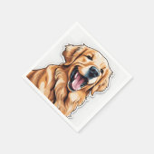 ゴールデンレトリバーの絵画の犬 スタンダードカクテルナプキン (角)