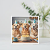 ゴールデンレトリバーの誕生日カード, 犬の誕生日 , 招待状 (スタンド正面)