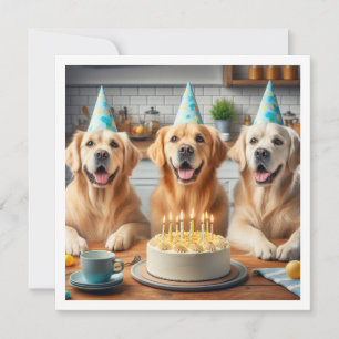 ゴールデンレトリバーの誕生日カード, 犬の誕生日 , 招待状