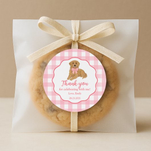 ゴールデンレトリバーの誕生日パーティーをお願い ラウンドシール