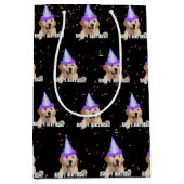 ゴールデンレトリバーの誕生日(紙吹雪) ミディアムペーパーバッグ (正面)