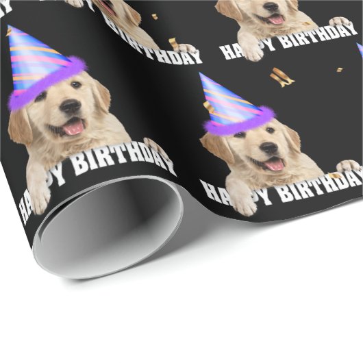 ゴールデンレトリバーの誕生日(紙吹雪) ラッピングペーパー (ロールコーナー)