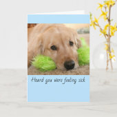 ゴールデンレトリバーはあなたが病気で回復したと聞いた カード (黄色い花)