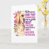 ゴールデンレトリバーは女の子の最高の友達 カード (黄色い花)