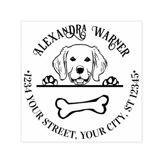 ゴールデンレトリバーイーイングボーンネーム差出人住所 セルフインキングスタンプ (デザイン)