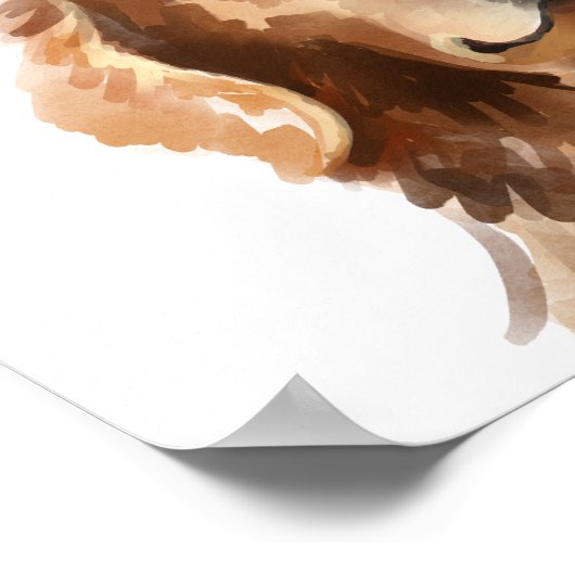 ゴールデンレトリバーウォーターカラーイラストレーションドッグ名 ポスター (角)