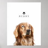 ゴールデンレトリバーウォーターカラーイラストレーションドッグ名 ポスター (正面)