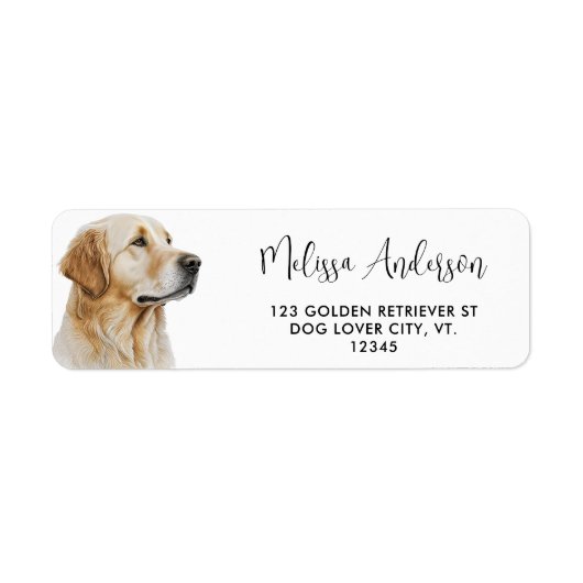 ゴールデンレトリバーウォーターカラーペットドッグ差出人住所 ラベル (正面)