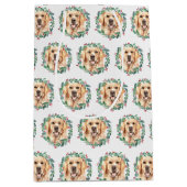 ゴールデンレトリバーエレガントドグクリスマス ミディアムペーパーバッグ (正面)