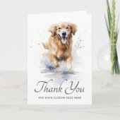 ゴールデンレトリバーカスタムウォーターカラー文字感謝していユー カード (正面)