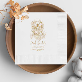 ゴールデンレトリバーカスタムドッグスケッチ結婚ズ 縁ありカクテルナプキン