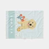 ゴールデンレトリバーカワイドッグキッズフローラ フリースブランケット (正面(横))