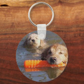 ゴールデンレトリバーキーチェーンアダルトと子犬 キーホルダー (正面)