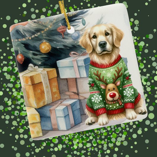 ゴールデンレトリバークリスマスツリー セラミックオーナメント