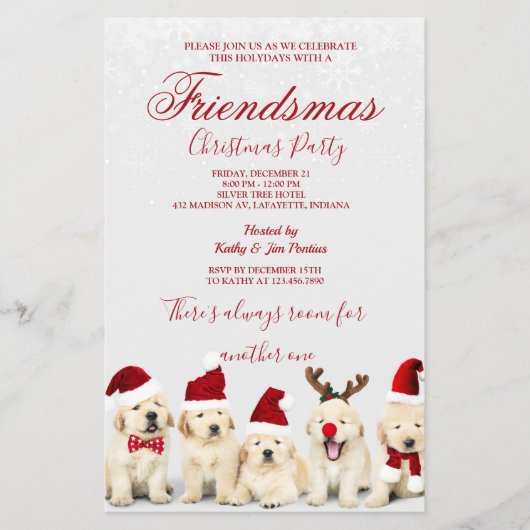 ゴールデンレトリバークリスマスパーティの招待状 チラシ (正面)