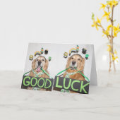 ゴールデンレトリバーグッドラックセントパトリックの日 カード (黄色い花)