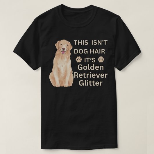 ゴールデンレトリバーグリッター-おもしろい犬ヘア Tシャツ (デザイン正面)