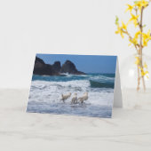 ゴールデンレトリバーグリーティングカード カード (黄色い花)