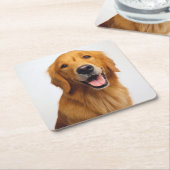 ゴールデンレトリバースマイル スクエアペーパーコースター (アングル)