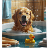 ゴールデンレトリバースロッピースリーピーカワイイおもしろいー シャワーカーテン (正面)