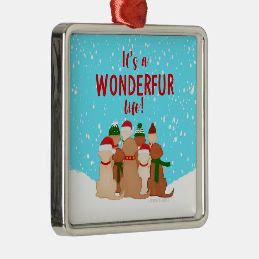 ゴールデンレトリバーズスクエアクリスマスオーナメント メタルオーナメント (右)