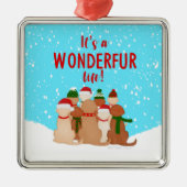 ゴールデンレトリバーズスクエアクリスマスオーナメント メタルオーナメント (正面)