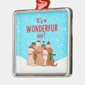 ゴールデンレトリバーズスクエアクリスマスオーナメント メタルオーナメント (左)