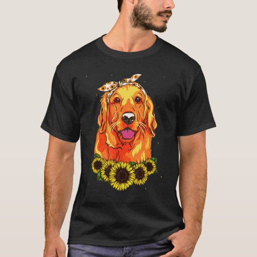 ゴールデンレトリバードグースンフラワー Tシャツ (正面)