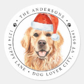 ゴールデンレトリバードッグおもしろい差出人住所 ラウンドシール (正面)