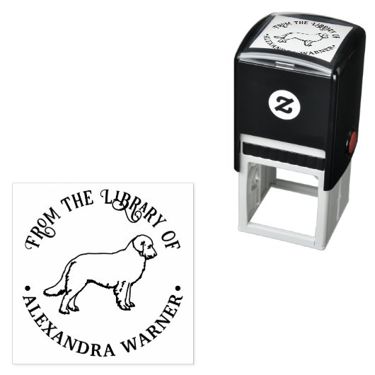 ゴールデンレトリバードッグアウトラインライブラリブック名 セルフインキングスタンプ (インサイチュ)