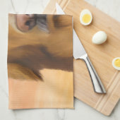 ゴールデンレトリバードッグウォーターカラーアートオイルペインティング キッチンタオル (四つ折り)