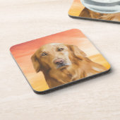 ゴールデンレトリバードッグウォーターカラーアートオイルペインティング コースター (左側)