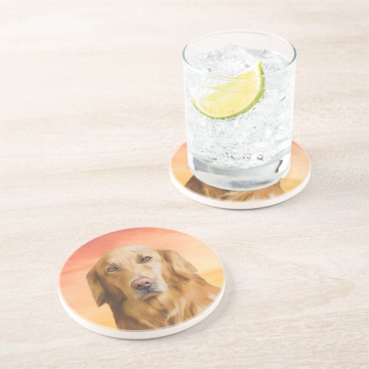 ゴールデンレトリバードッグウォーターカラーアートオイルペインティング コースター (側面)