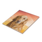 ゴールデンレトリバードッグウォーターカラーアートオイルペインティング タイル (側面)