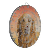 ゴールデンレトリバードッグウォーターカラーアートオイルペインティング ダーツボード (正面左)