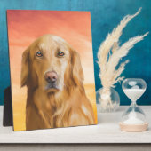 ゴールデンレトリバードッグウォーターカラーアートオイルペインティング フォトプラーク (側面)