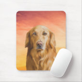 ゴールデンレトリバードッグウォーターカラーアートオイルペインティング マウスパッド (マウス)