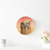 ゴールデンレトリバードッグウォーターカラーアートオイルペインティング ラウンド壁時計 (ホーム)