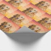 ゴールデンレトリバードッグウォーターカラーアートオイルペインティング ラッピングペーパー (角)