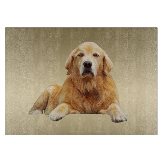 ゴールデンレトリバードッグウォーターカラーアート絵画ズ カッティングボード (正面)